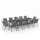 Idmarket - Salon de jardin madrid table extensible plateau gris 135-270 cm et 12 chaises empilables