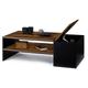 Table basse bar contemporaine IZIA avec coffre bois foncé effet vieilli et noir - Bois-foncé