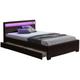 Lit adulte 140x190 cm tiroirs et led Noir sommier inclus