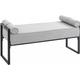 Banc banquette design contemporain 2 coussins traversins piètement acier noir tissu aspect lin gris