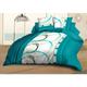 Parure Drap plat + drap-housse 140x190 + 2 Taies - Microfibre - Roue-libre turquoise