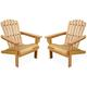 Lot de 2 fauteuils en bois d'acacia Adirondack pour enfant. salon de jardin enfant couleur teck