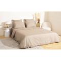 Parure de lit anna Satin de coton rayures ton sur ton 260x240cm - Uni beige rayures satin