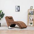 Chaise longue de massage avec oreiller, Transat, Fauteuil de relaxation électrique Marron