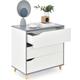 Costway - Commode Chambre 3 Tiroirs, Commode Chambre Adulte Enfant, Chiffonnier Commode Blanc Bois,