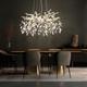 Lampe à suspension lustre lampe de salle à manger lampe de salon, métal chromé cristaux de verre