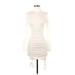 Fashion Nova Casual Dress - Party Turtleneck Long sleeves: Ivory Print Dresses - Women's Size X-Small