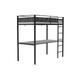 Lit mezzanine avec bureau EDI - 90 x 190 cm - Noir - Structure en métal époxy - Sommier inclus