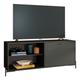 Meuble TV Bar 60 Pouces Noir 1 Porte 4 Niches Pieds Métal Ronds - noir