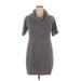 Apt. 9 Casual Dress - Mini Cowl Neck Short sleeves: Gray Print Dresses - Women's Size X-Large