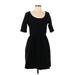 Gap Outlet Casual Dress - Mini Scoop Neck Short sleeves: Black Solid Dresses - Women's Size Medium