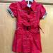 Burberry Dresses | Burberry Red Girls Dress With Plaid And Belt Size Medium Belted Shirt Dress | Color: Red | Size: Mg