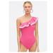 J. Crew Swim | J. Crew One-Shoulder Ruffle One-Piece Swimsuit | Color: Pink/White | Size: 6