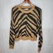 American Eagle Outfitters Sweaters | American Eagle Sweater Tan Black Tiger Animal Print Fuzzy Wool Blend Cropped Xs | Color: Black/Tan | Size: Xs