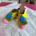 Anthropologie Shoes | Euc Anthropologie Mules 8 Raw Silk With Tassels Chartreuse Spring Break Slippers | Color: Green/Yellow | Size: 8