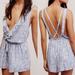 Free People Pants & Jumpsuits | Free People | Blue Floral V Neck Ruffle Sleeveless Strappy Summer Romper | Color: Blue | Size: 2