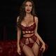 Babydoll Set Open Style Sexy Lingerie,Sexy Delicate Lingerie Set,Lace Bra Set, Ladies Sexy Lingerie,Red,S
