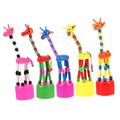 FAVOMOTO 30 Pcs Wooden Dancing Giraffe Rocking Giraffe Finger Puppets Giraffe Push up Toys Toddler Car Toy Ventriloquist Puppets Collapsing Giraffe Toys Bamboo Thumb Child Blocks