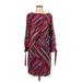 Trina Trina Turk Casual Dress - Popover: Burgundy Print Dresses - Women's Size Small