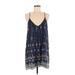 Joie Casual Dress - Mini Plunge Sleeveless: Blue Dresses - Women's Size Medium