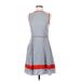 Jessica Simpson Casual Dress - A-Line High Neck Sleeveless: Blue Color Block Dresses - Women's Size 4