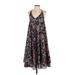 Endless Summer Casual Dress - Midi: Black Floral Dresses - Women's Size 0