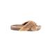 Sandals: Slip-on Wedge Casual Tan Solid Shoes - Women's Size 8 - Open Toe