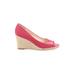 Kelly & Katie Wedges: Pink Print Shoes - Women's Size 6 1/2 - Peep Toe