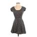 En Creme Casual Dress - Mini Scoop Neck Short sleeves: Black Print Dresses - Women's Size Small