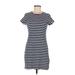 Tommy Hilfiger Casual Dress - Sheath Crew Neck Short sleeves: Blue Stripes Dresses - Women's Size Medium