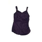 Lands' End One Piece Swimsuit: Purple Solid Swimwear - Women's Size 16 Petite