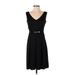 New York & Company Cocktail Dress - A-Line V-Neck Sleeveless: Black Solid Dresses - Women's Size X-Small