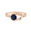 Stackable Round 0.60 Ctw Blue Sapphire Gemstone 925 Sterling Silver Women Engagement Ring Jewelry (Rose Plated, 11.5)