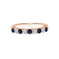 925 Sterling Silver Round 0.60 Ctw Blue Sapphire Gemstone Eternity Band Thanksgiving Day Ring GIFT FOR HER (Rose Plated, 10.5)