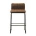 26 Inch Set of 2 Counter Stool Chair, Low Back, Brown Vegan Leather - 16.5L x 18W x 32H