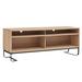 60 Inch Modern TV Media Entertainment Console, 4 Compartments, Metal Frame Base, Light Oak Brown - 15.5 L x 60 W x 22 H Inches