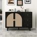 Rustic Style Living Room Storage Sideboard Cabinet with Rattan Decorative Doors