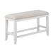 Kith 42 Inch Counter Height Dining Bench, Seat Cushion, Beige Fabric, White - 15 L x 42 W x 25.5H