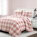 Plaid Soft Faux Comforter Set-Pink Blush