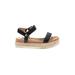 Sun + Stone Wedges: Espadrille Platform Casual Black Solid Shoes - Women's Size 7 - Open Toe