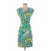 Banana Republic Casual Dress - Sheath: Teal Floral Motif Dresses - Women's Size X-Small