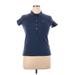 Lacoste Short Sleeve Polo Shirt: Blue Solid Tops - Women's Size 46