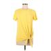 DKNY Short Sleeve T-Shirt: Yellow Solid Tops - Women's Size Medium