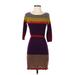 Ann Taylor LOFT Casual Dress - Sweater Dress: Purple Color Block Dresses - Women's Size 2X-Small Petite