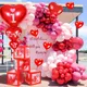 Ensemble de couronne d'arc de ballon rouge et rose ballon en forme de coeur décoration de fête de