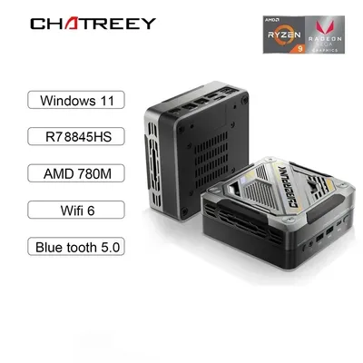 Chatreey-Mini PC AN3 avec éclairage coloré ordinateur de bureau de jeu Wifi6 R7 7840HS 8845HS