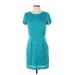 Rag & Bone Casual Dress - Mini Crew Neck Short sleeves: Teal Print Dresses - Women's Size 0