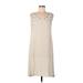 Astr Casual Dress - A-Line Scoop Neck Sleeveless: Ivory Solid Dresses - Women's Size Large