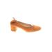 Everlane Heels: Pumps Chunky Heel Casual Orange Print Shoes - Women's Size 10 - Almond Toe