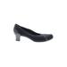 Munro American Heels: Slip On Chunky Heel Work Black Print Shoes - Women's Size 7 1/2 - Round Toe